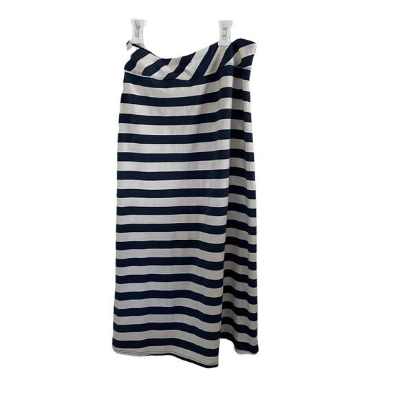 Athleta Skirt Womens Size Small Navy Blue Ribbon Stripe Nautical Midi Super soft - Picture 2 of 5